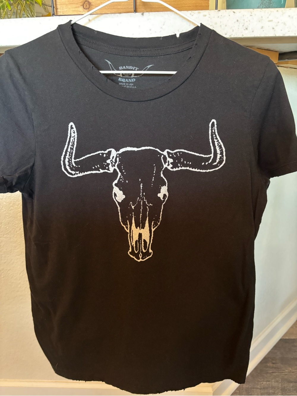 Bandit Brand Black Short Sleeve Tee with Bull Skull Graphic
